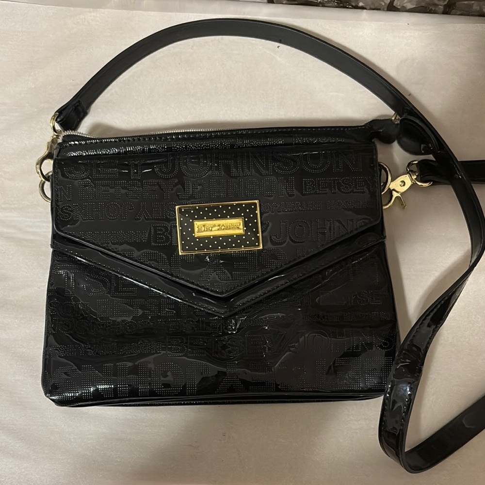 Betsey Johnson Black Crossbody Bag with Gold Accents